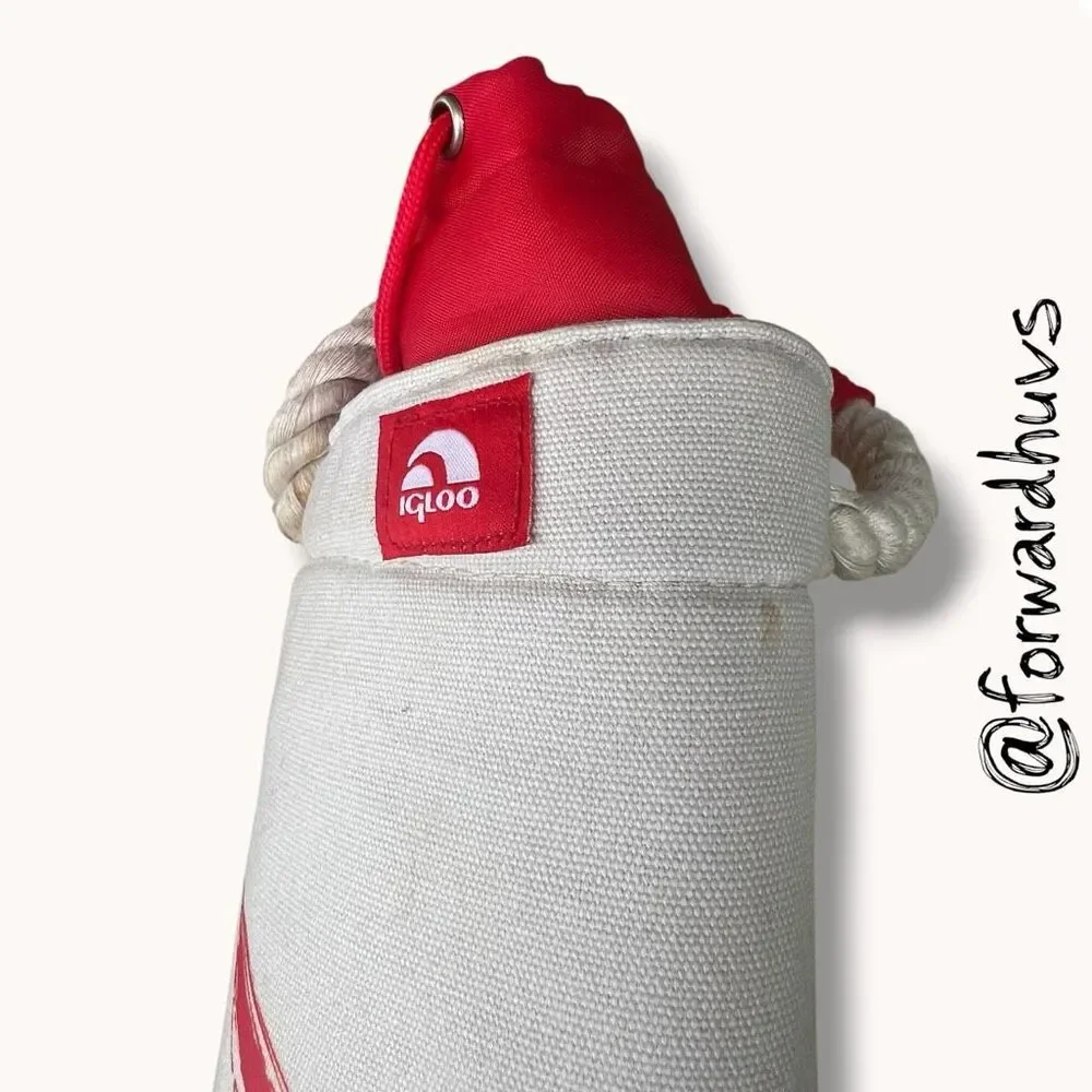 Igloo Fish Print Insulated Wine Bottle Tote Carrier Canvas Red White Cooler